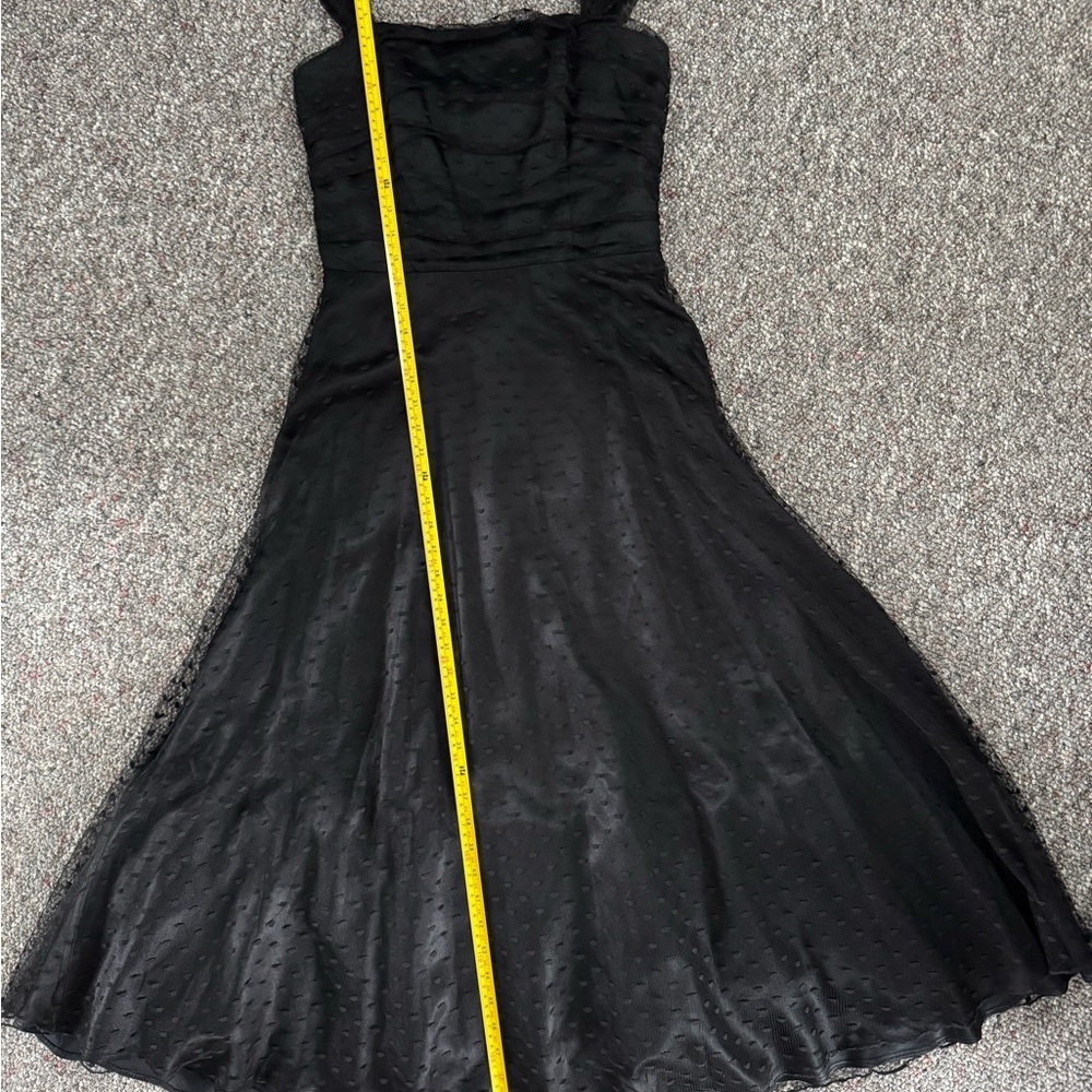 Jessica McClintock Bridal Strapless Black Midi Sheer Polka Dot Dress Size 8